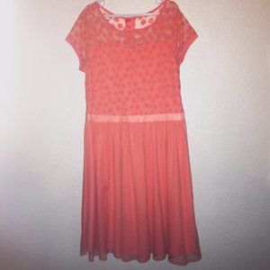 Sally M Youth Pink Floral Mesh Dress